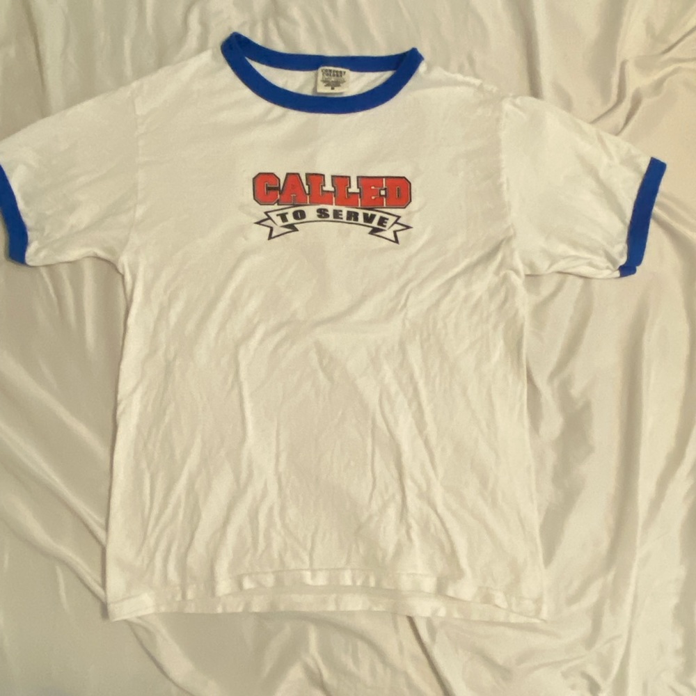 White and Blue “Called to serve” tee